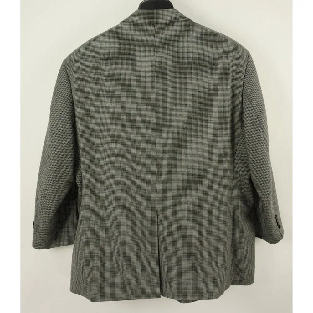 Lauren Ralph Lauren‎ Silk & Wool Mens 50R Gray Houndstooth Check Notch Blazer
